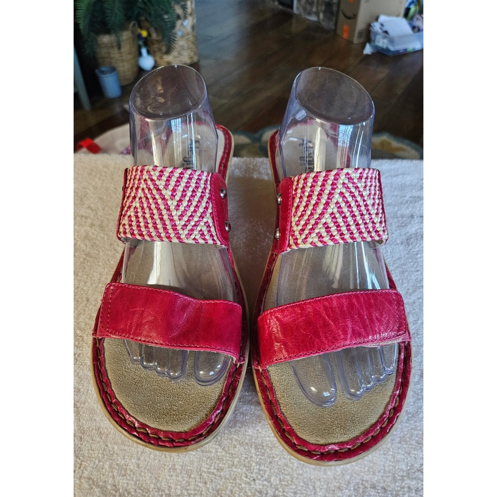Alegria Lana Pink Leather Woven Wedge Slide Sandals Womens 42 LAN-105